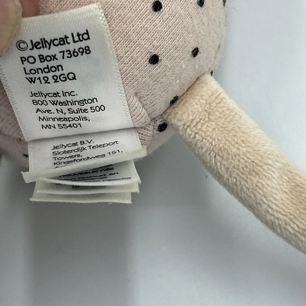 Jellycat Snuggler Kitty Cat Plush Pink Black Polka Dot Stuffed Animal 8